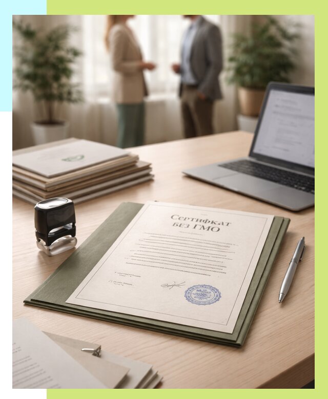 Сертификат без ГМО в Соликамске от 7729 р. оформить срочно Алешин-Слк